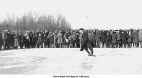 Ice skater, crowd, Iowa City, Iowa, between 1915 and 1920