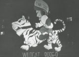 Friley Residence hall Homecoming lawn display, ""Wildcat Rodeo, "" 1951