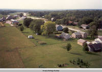 Aerial view Homestead looking north west, Homestead, Iowa, Aug. 23, 1989