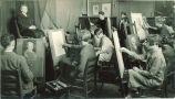 Portrait painting with model, The University of Iowa, 1920s