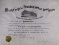 Mercy Hospital Nursing School Graduation Certificate - 1916