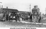 Cadets at North Liberty railroad station going to Camp Macbride, The University of Iowa, 1914