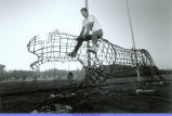 Wire panther sculpture