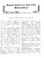 Rural Library Service Newsletter