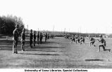 Bayonet drill, two ranks on Iowa Field, The University of Iowa, 1918