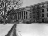Curtiss Hall front façade viewed from the southwest in the snow, 1956