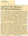 List WAVES, Marines, SPARS qualifications