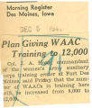 Plan giving WAAC training to 12,000