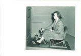 Woman being tested on machine, The University of Iowa, 1955