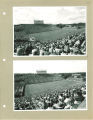 Northwest-facing view of football game in Kinnick Stadium, the University of Iowa, 1950