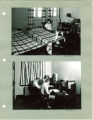 Quadrangle dorm rooms with students studying, The University of Iowa, January 1948