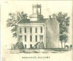 Architectural drawing of Mechanics' Academy, the University of Iowa, 1850