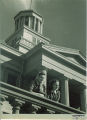 Students standing in front of the Old Capitol west portico, The University of Iowa, 1948