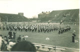 Marching band performance at Chicago-Iowa football game, The University of Iowa, October 15, 1938