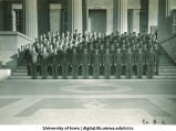 Cadets of Company B-2 on steps of the Old Capitol, The University of Iowa, ca. 1943
