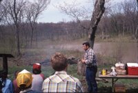 1984 Students enjoy an outing in the woods to learn about conservation