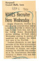WAVES recruiter here Wednesday