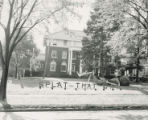 Beta Theta Pi Homecoming lawn display, ""Splat that Cat,"" 1953