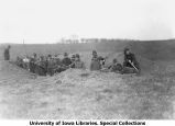 Cadets digging trenches for telephone and electrical work, The University of Iowa, 1918