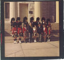 Scottish Highlanders on steps of Old Capitol, The University of Iowa, November 7, 1970