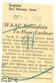 WAAC specialists to hear Lochner