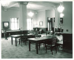 Couple sitting in Iowa Memorial Union, the University of Iowa, 1950s?