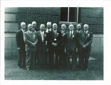 Men gathered for Scottish Highlander function, The University of Iowa, 1950s?