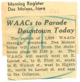 WAACs to parade downtown today