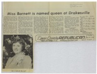1975 - Miss Barnett is Named Queen at Drakesville