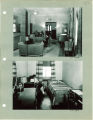 Students in a lounge and a dorm room in Currier Hall, The University of Iowa, 1950s