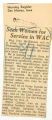 Seek women for service in WAC