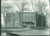 Women in front of Currier Hall entrance, The University of Iowa, 1914