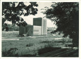 Theatre Building during construction, viewed from northwest, The University of Iowa, 1936