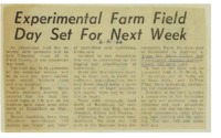 1966 - Experimental Farm Field Day Set for Next Week