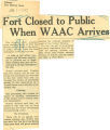 Fort closed to public when WAAC arrives
