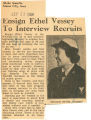 Ensign Ethel Vessey to interview recruits