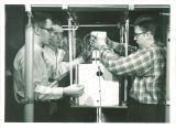 Physics students testing satellite, The University of Iowa, 1960s