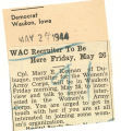 WAC recruiter to be here Friday, May 26