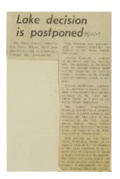 1969 - Lake Decision is Postponed