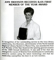 Ann Swanson ILA Member of the Year 1989