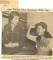 Jane Withers likes secretary's WAC cap