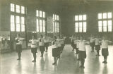 Girls' physical education class in Halsey gymnasium, The University of Iowa high school, 1919