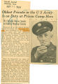 Oldest private in the U S Army is on duty at prison camp here