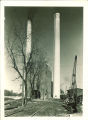 Railroad track and crane outside the power plant, The University of Iowa, 1930
