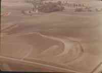 Two views of Contoured Farmland with House and barns in back