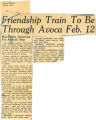 Friendship train to be through Avoca February 12