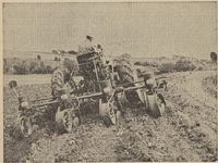 Four-row lister, planting corn on a terrace 