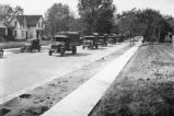 Military convoy on a city street, 1918