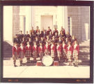 University of Iowa Scottish Highlanders on steps of Old Capitol, 1979 or 1980