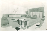 Artist rendering for proposed addition to Iowa Memorial Union, the University of Iowa, July 1954